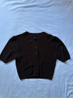 Wrapper Brown Short Sleeve Button Cardigan